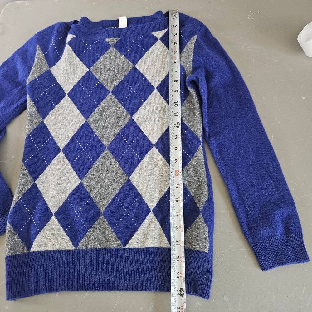 Banana Republic Blue Cashmere Argyle Preppy Sweater Size Small - Picture 3 of 7